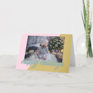Roze Gouden Retro Geometrische Prettige Feestdagen Kaart