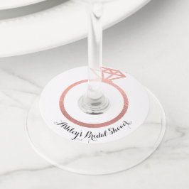 Roze gouden ring bruidsdouche  wijnglaslabel