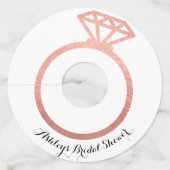 Roze gouden ring bruidsfeest  wijnglaslabel (Voorkant)