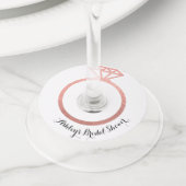 Roze gouden ring bruidsfeest  wijnglaslabel (Dichtbij)