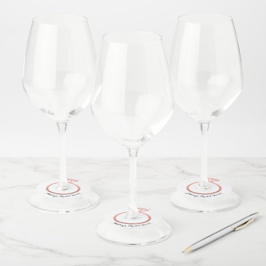 Roze gouden ring bruidsfeest  wijnglaslabel (Set)