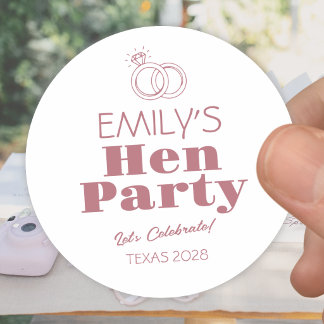 Roze Gouden Ringen Hen Party Ronde Sticker