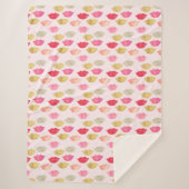 Roze gouden rode Waterverf lippen Sherpa Deken (Voorkant)