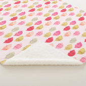 Roze gouden rode Waterverf lippen Sherpa Deken (3/4)