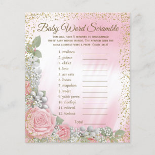 Roze Gouden Roos Baby's Adem Baby Meisje Shower Sp Flyer