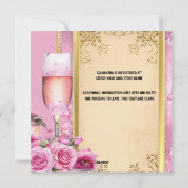 Roze gouden roos mousserende wijn luxe bruids feestdagenkaart (Achterkant)
