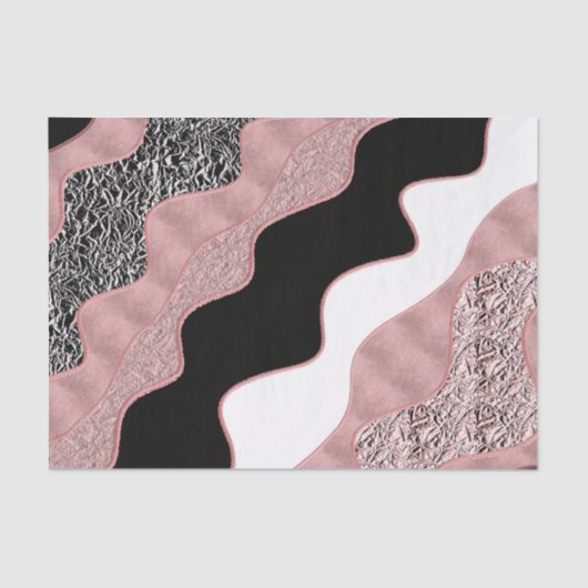 Roze Gouden Roze Abstracte Golf Moderne Glam Stijl Tissuepapier (Voorkant)