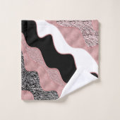 Roze Gouden Roze Abstracte Golf Moderne Glam Trend Bad Handdoek (Wasdoekje)