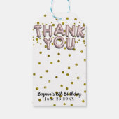 Roze Gouden Roze Ballonnen Confetti Dank Je Modern Cadeaulabel (Achterkant)