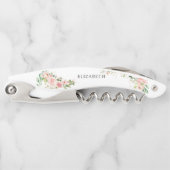 Roze Gouden Roze Bruiloftsontvangst Kurkentrekker (Voorkant)