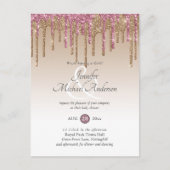 Roze Gouden Roze Druppelende Glitters Baby Meisje  Briefkaart