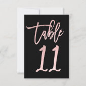 Roze Gouden Roze Folie Moderne Script Tafel Nummer Kaart (Achterkant)