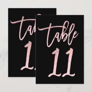 Roze Gouden Roze Folie Moderne Script Tafel Nummer Kaart
