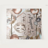 Roze Gouden Roze Glitter Ballonnen Sweet 16 Achter Wandkleed (Voorkant (horizontaal))