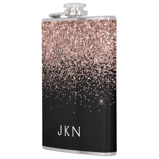 Roze Gouden Roze Glitter Monogram Initiaal Heupfles (Links)