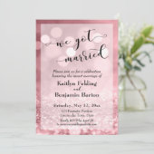 Roze Gouden Roze Glitters Bokeh We Zijn Getrouwd Kaart (Staand voorkant)