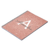 Roze Gouden Roze Glitters Glans Monogram Notitiebo Notitieboek (Linkerzijde)