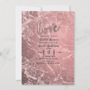 Roze Gouden Roze Moderne Glam Marmeren Bruidsdouch Kaart