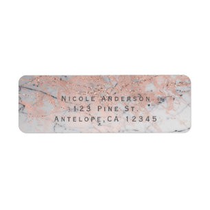 Roze Gouden Roze Moderne Marmeren Glam Chic Uitnod Etiket