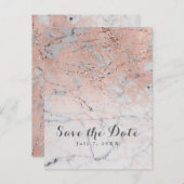 Roze Gouden Roze Moderne Marmeren Glam Save the Da Aankondigingskaart (Voorkant / Achterkant)