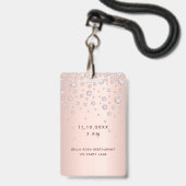 Roze gouden roze monogram vip luxe badge (Achterkant met lanyard)