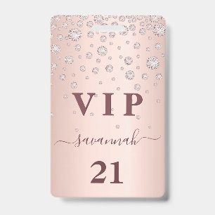 Roze gouden roze monogram vip luxe badge