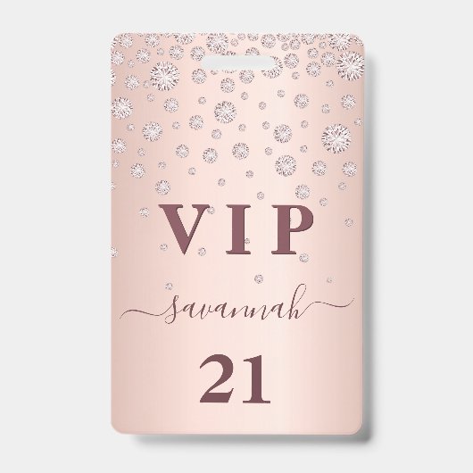 Roze gouden roze monogram vip luxe badge (Voorzijde)