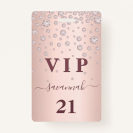 Roze gouden roze monogram vip luxe badge