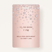 Roze gouden roze monogram vip luxe badge (Achterkant)