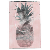 Roze Gouden Roze Tropische Zomer Ananas Feest Medium Cadeauzakje (Voorkant)