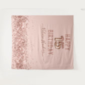 Roze Gouden Roze Verjaardag Doek 15 Jaar Wandkleed (Voorkant (horizontaal))