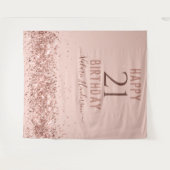 Roze Gouden Roze Verjaardag Doek Wandkleed (Voorkant (horizontaal))