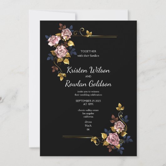 Roze Gouden Rozen Bloemen Kaart (Voorkant)