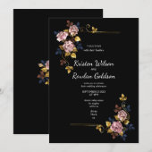 Roze Gouden Rozen Bloemen Kaart (Voorkant / Achterkant)