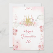 Roze gouden Rozen Bloemen Zoet 16e Verjaardag Kaart (Achterkant)