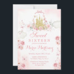Roze gouden Rozen Bloemen Zoet 16e Verjaardag Kaart<br><div class="desc">Pink Gold Rozen Flowers Sweet 16th Birthday Invitation</div>