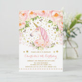 Roze Gouden Rozen Bloemeneenhoorn Verjaardagsfeest Kaart (Staand voorkant)