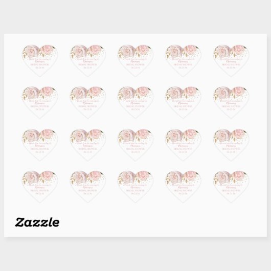 Roze Gouden Rozen Bruiloft Sticker (Vel)