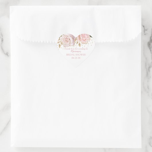 Roze Gouden Rozen Bruiloft Sticker (Tas)