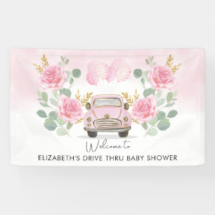 Roze Gouden Rozen Drive By Baby Shower Welkom Bord Spandoek