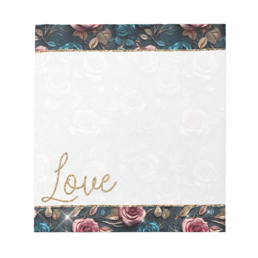  roze gouden Rozen glitter liefde Notitieblok (Voorkant)