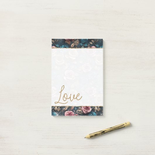  roze gouden Rozen glitter liefde Post-it® Notes (Op bureau)