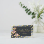 Roze Gouden Rozen Grijze Gouden Strepen Lijnen Blo Visitekaartje (Staand voorkant)