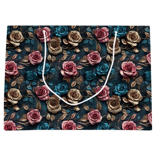 Roze Gouden Rozen Groot Cadeauzakje (Voorkant)