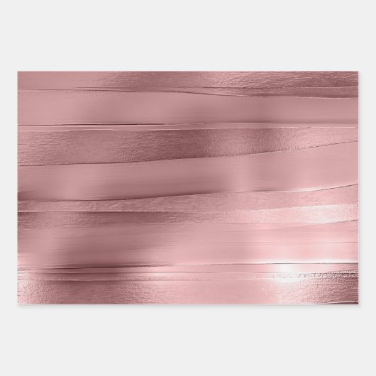 Roze gouden rozen lint textuur metallic stijlvol inpakpapier vel (Voorkant)