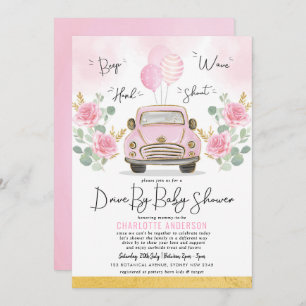 Roze gouden Rozen rijden door het Baby shower van  Kaart