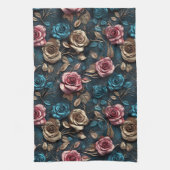 Roze Gouden Rozen Theedoek (Verticaal)