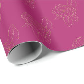 Roze Gouden Rozen Verjaardag Cadeaupapier (Rol Hoek)