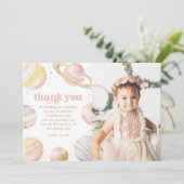 Roze Gouden Ruimte Verjaardags Dankkaart Kaart (Staand voorkant)