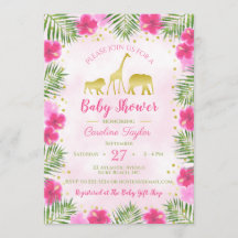 Roze Gouden Safari Dieren Bloemen Baby shower